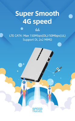 150Mbps router móvel de alta velocidade do ponto quente 4G Lte para a bateria do curso 2100mAh